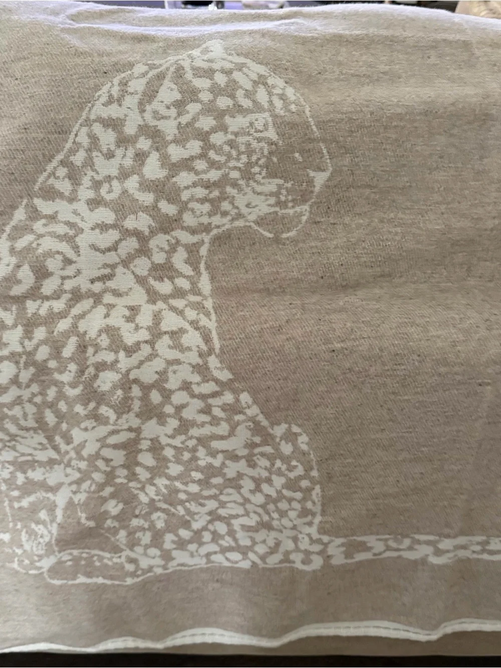 Cartier Cream and Beige Leopard Throw Blanket
